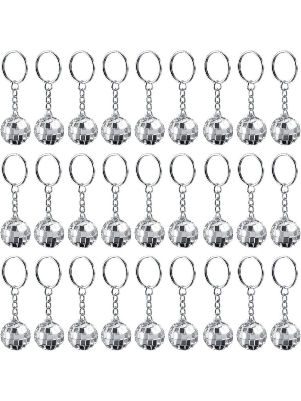 48 Pcs Mini Disco Ball Keychains - Fun Party Favors & Decorations, Silver